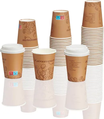Produktbild von Kaffeebecher To Go 200ml mit Deckel - 200x Dunkelbraun Pappbecher Premium Dunkelbraun Coffee To Go Becher