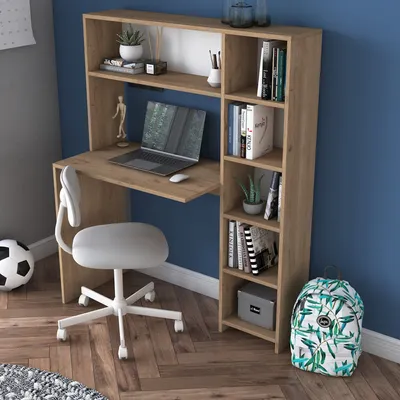 Produktbild von Skye Decor, HA104- HA104 RAN, eichenfarbig, Schreibtisch, 141,8x113,2x40 cm, 100% Melaminbeschichtete Partikelplatte