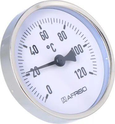 Produktbild von BiTh 80 Bimetallthermometer, Ø 80 mm, 0-120°C, Hülsenlänge 40 mm, 1/2 Zoll Axt, Klasse 2.0