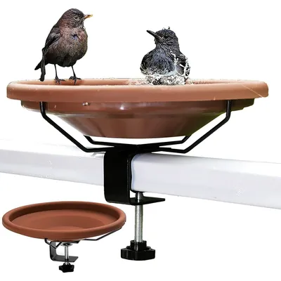 Produktbild von Vogeltränke groß für balkon und garten, Ø30 cm, frostfest, sturmfest, rostfrei, hängend Vogelbad mit halterung für geländer