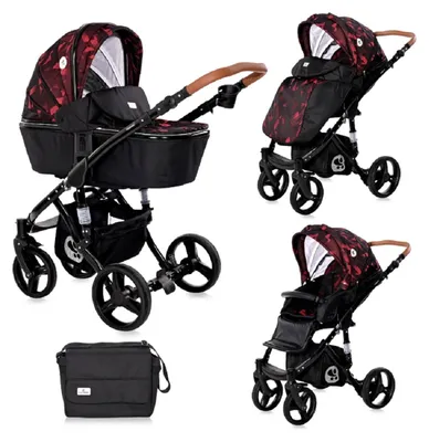 Produktbild von Lorelli Kombikinderwagen Rimini 2 in 1 Tragewanne Sportsitz Wickeltasche faltbar rot-schwarz