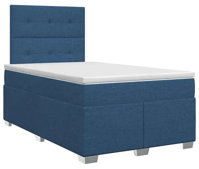Obrázok produktu pre vidaXL Box spring posteľ s matracom s čelom modrá 120 x 200 cm látka