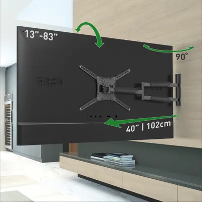 Produktbild von Barkan - Lange Full Motion TV-Wandhalterung - 13 Zoll - 83 Zoll/33 cm - 211 cm - 50 kg - Schwarz