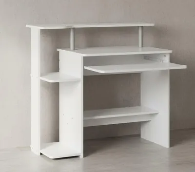 Computertisch_ Zeitloses Design_ Stauraum_ Tastaturauszug_ Spanplatte_ Weiß - KADIMA DESIGN_Größe_ 94x48x90 cm_#sku_BARWL1.153#
