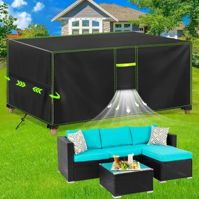 Produktbild von Schutzhülle Gartenmöbel Wasserdicht Winterfest 420D Oxford 200x80x70cm Schwarz