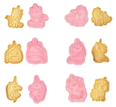 Produktbild von Ausstechformen, 6-teilig, Ausstechformen für Kinder, Keksstempel, Einhorn-Ausstecher für Keksteig, Fondant, Kekse, Donuts und Tortendekoration.