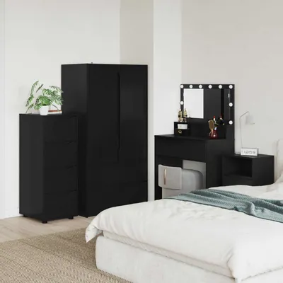 Produktbild von Möbel Aufbewahrungsschrank 40 x 48 x 105 cm Holzwerkstoff Schwarz - Kommoden &4054