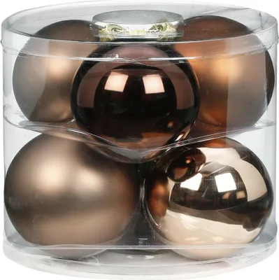 Produktbild von Weihnachtskugeln Glas 10cm, 6 Stück, Farbe:Elegant Lounge ( schokolade braun )