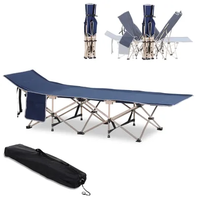Productafbeelding van Outsunny opvouwbare campingbed, verstelbaar, met draagtas, stalen frame, Oxford blauw, model A20-116