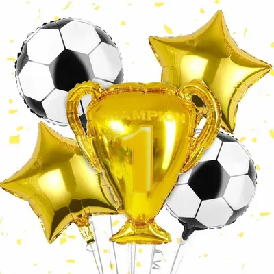 Productafbeelding van Ballon, 5 stuks. Voetbalfolieballon, 18 inch. Kleur: voetbal. Trofee