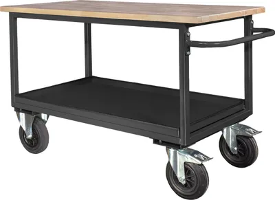 Produktbild von Mobile Werkbank mit 2 Etagen und Schiebegriff | HxBxT 82,7x130x60cm | Anthrazitgrau