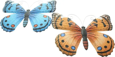 Produktbild von Schmetterling Blau & Orange, 2er Set, Metall Maße: 34 x 27 cm