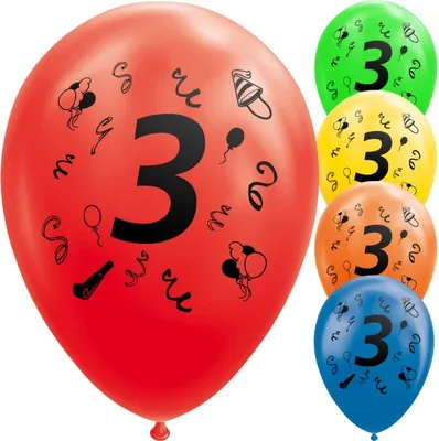 Produktbild von 5 Luftballons Bunt zum 3. Geburtstag