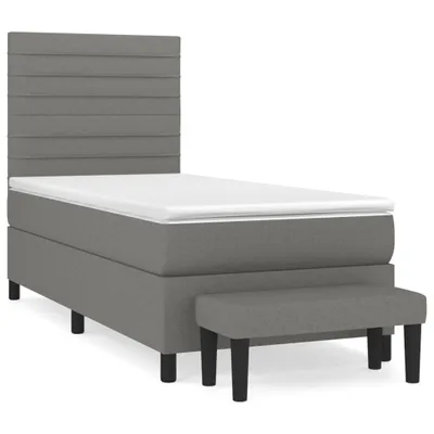 Produktbild von vidaXL Boxspringbett mit Matratze Dunkelgrau 100x200 cm Stoff