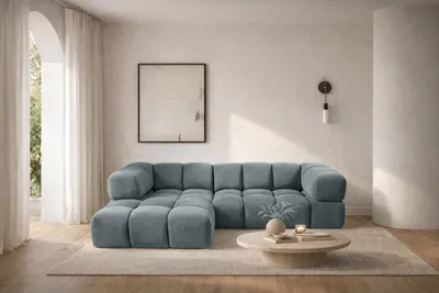 Produktbild von Kaiser Möbel Ecksofa L-Form Averro, stoff Bluvel, Blaugrau, Links