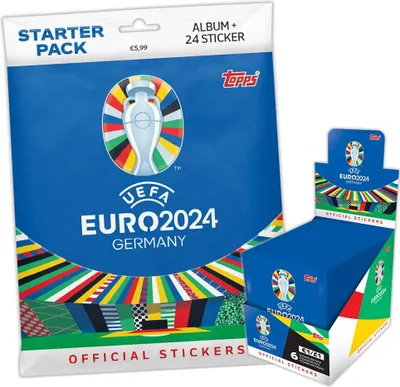 Zdjęcie produktu dla UEFA EURO 2024 Niemcy - Naklejki kolekcjonerskie - 1 pakiet startowy + 1 ekspozytor (100 torebek)