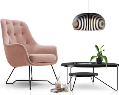 Produktbild von DomoHome kreslo EZO Pohodlné moderné dizajnové kreslo Ergonomické čalúnenie, Robustné nohy, Pohodlie pri sedení z PUR peny, Kvalitný látkový poťah Rozmery: 72x83x101 cm, Farba: SVETLE ČERVENÁ