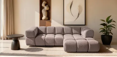 Produktbild von Sofiland Averro Ecksofa 280x150 cm Bubble-Steppung Altrosa Ottomane Rechts