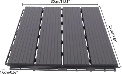 Immagine prodotto di Piastrelle in PVC per terrazze - Piastrelle a incastro - Scanalate, senza manutenzione, sistema a incastro senza clip, per interni/esterni, 30x30x1,6 cm - Grigio-marrone