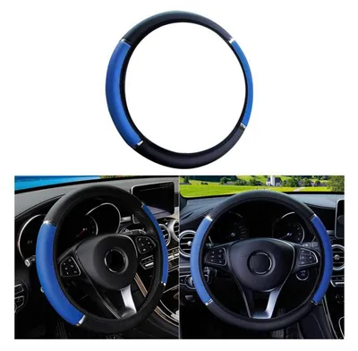 Produktbild von Lenkradbezug wasserdicht elastisch rutschfest für Fahrzeuge 37-38 cm Blau