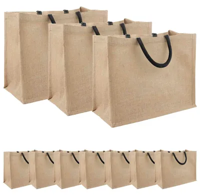 Obrázok produktu pre Jutové tašky 10 Prírodná a čierna 42 x 33 x 19 cm