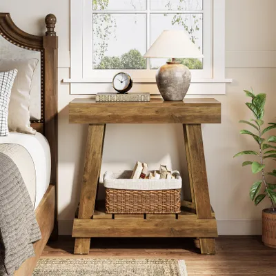 Image de Table d'appoint, table basse, table de chevet à deux niveaux, console, table de salon, pour petits salons