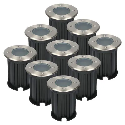 Produktbild von hoftronic LED Bodeneinbaustrahler 9x Ø12cm GU10 Dimmbar IP67 Edelstahl