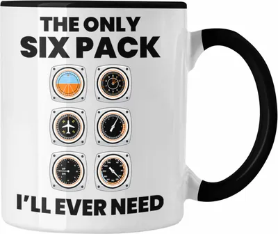 Produktbild von Trendation - Pilot Geschenk Tasse Flugzeug Fliegen Geschenkidee Piloten Kaffeetasse Flugzeug Grafik Sixpack (Schwarz)
