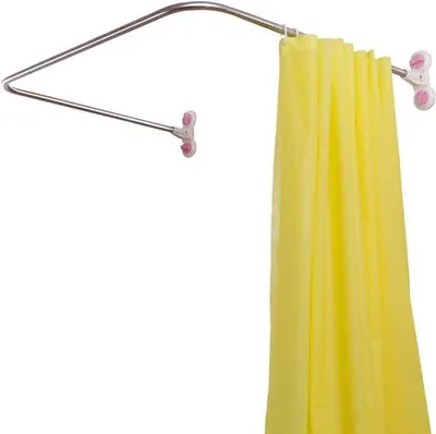 Productafbeelding van Douchegordijnstang, L-vormig, zwart, verstelbaar van 70-100 x 70-100 cm, roestvrij staal 304, met 18 ringen