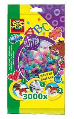 Obrázok produktu pre SES Creative Beedz Children's packet of 3000 Mix Glitter Iron-on Beads, Kreatívne korále, 3000 kusov, Viacfarebný, Dievča, 5 rok / roky, 12 rok / roky