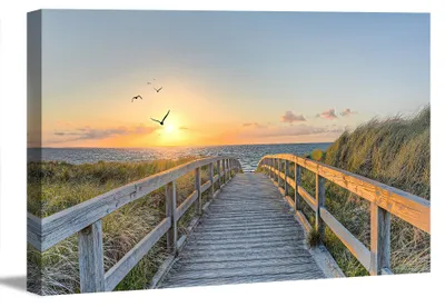 Produktbild von 5078 Leinwandbild Steg zum Meer Sonnenuntergang 120x80 cm