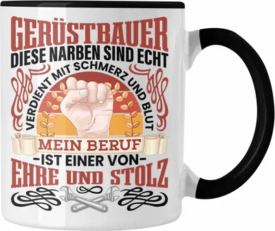 Produktbild von Trendation - Gerüstbauer Tasse Männer Spruch Geschenk Gerüstbaumeister (Schwarz)
