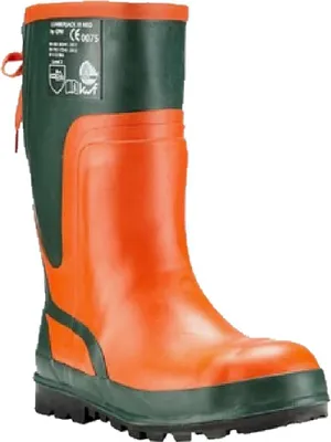 Produktbild von Euro PM Lumberjack III Neo Schnittschutz-Gummistiefel Grün/Orange Größe 39