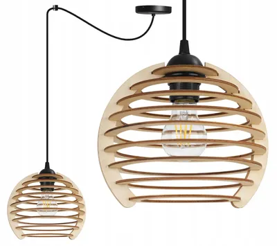 Immagine prodotto di Lampada a sospensione, lampadario da soffitto, legno, paralume LED