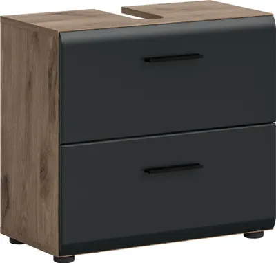 Produktbild von Waschbeckenunterschrank >Ice< in Nox Oak / Schwarz - 60x54x60cm (BxHxT)