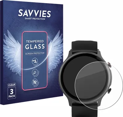 Produktbild von 3x Savvies Schutzglas für Hama Fit Watch 6910 Displayschutz 9H Glas klar transparent