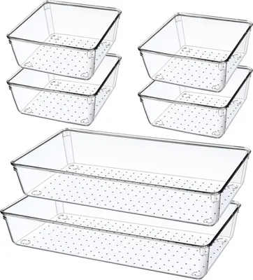 Produktbild von Schubladen-Organizer 30 cm, 6 Stück, transparentes Kunststoff, für Make-up