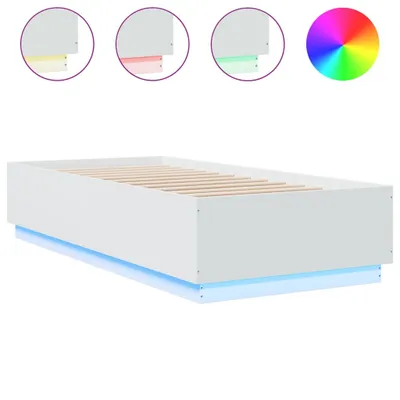 Produktbild von Bettgestell mit LED Weiß 100x200 cm Holzwerkstoff