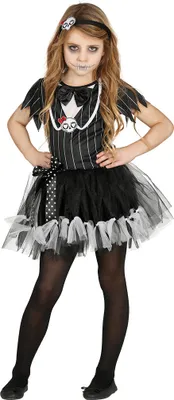 Produktbild von Miss Skelett Kostüm für Kinder Gr. 98 - 146, Größe:98/104