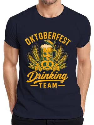 Obrázok produktu pre Tím na , pohár na pivo, slaný rožok, kožené nohavice, tradičné šaty, pánske tričko, tmavomodrá farba, veľkosť XXL