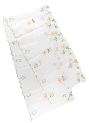 Voile Paneel Gardine mit Gänseblümchen Stickerei Gelb 43x170 cm