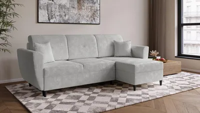 Obrázek produktu pro Rohová rozkládací sedačka OTYLIA světlešedá - CREMONA 81 - boucle látka