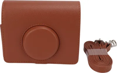 Image de Sacoche pour appareil photo, sacoche de protection tendance en cuirPolyuréthaneavec bandoulière pour Fuji Instax Mini Evo, marron