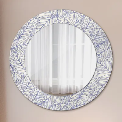 Produktbild von Kosmetikspiegel Spiegel - Flurspiegel - Spiegel mit Modischem Print – Dekospiegel - Tropisch Palme Grafur - Runder: Ø50cm