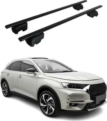 Zdjęcie produktu dla Poprzeczne relingi dachowe do DS7 Crossback / DS 7 2017–2025, kolor czarny, homologacja ABE, 2 szt.