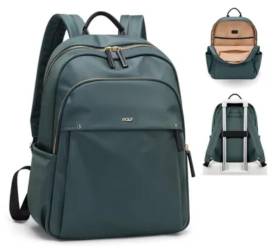 Productafbeelding van Laptoprugzak voor dames, schoolrugzak, computertas, geschikt voor laptops tot 14 inch, donkergroen