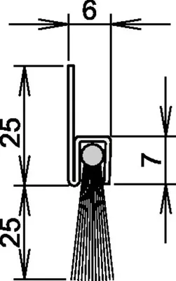 Immagine prodotto di Spazzola guarnizione porta L.1250mm crine misto ATHMER
