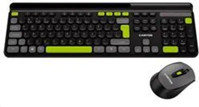Zdjęcie produktu dla CANYON HSET-W5 Bezprzewodowy zestaw klawiatura CS + mysz optyczna, 2,4 Ghz, 105 klawiszy, czarny