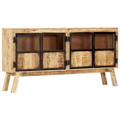 Produktbild von Sideboard Braun und Schwarz 160×30×80 cm Raues Mangoholz