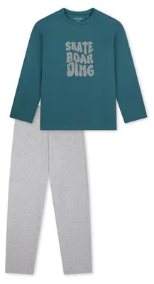 Produktbild von Schiesser Kinder Jungen Schlafanzug lang tiefseegruen